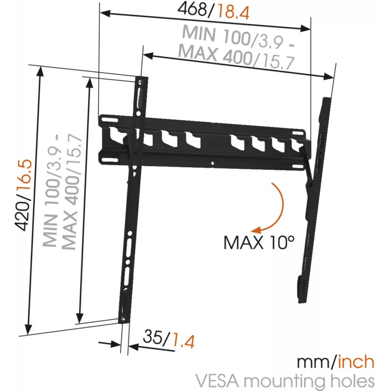 Vogels MA3010-A1 | TV laikiklis | Pakreipiamas | 32-55 col. | Maks. svoris 40 kg | Juodas
