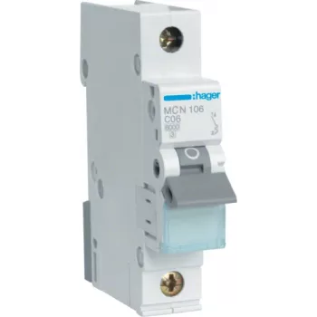 Automatinis jungiklis Hager MCN106, 1P, 6 A, 50/60 Hz