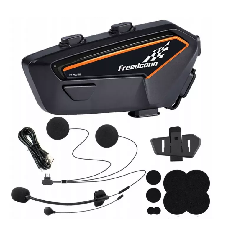 Ausinės FreedConn F1 V2 EU – Bluetooth 5.2, IP65, 1100 mAh baterija, iki 48 h pokalbio laiko, FM radijas, mikrofonas, segtukas