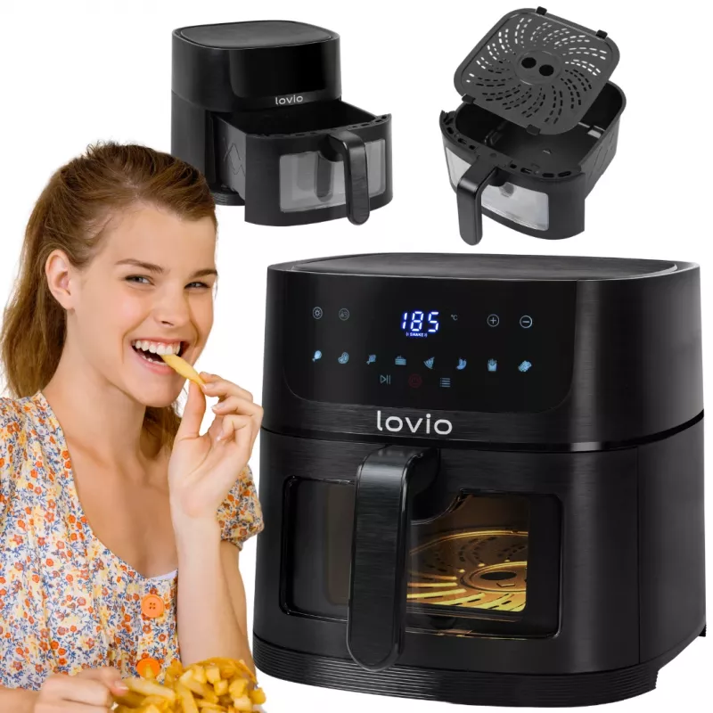 Lovio LVAF002BK PureFry XL Smart 6L Juoda – išmanioji oro gruzdintuvė