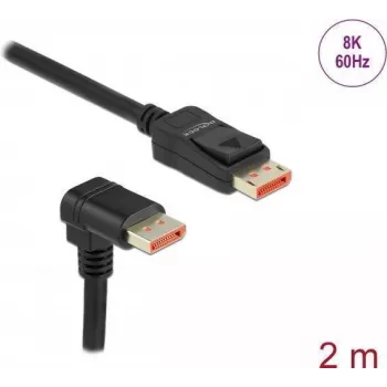 DisplayPort kabelis DeLOCK 8K 60 Hz 2 m tiesus kištukas į 90° žemyn lenktą
