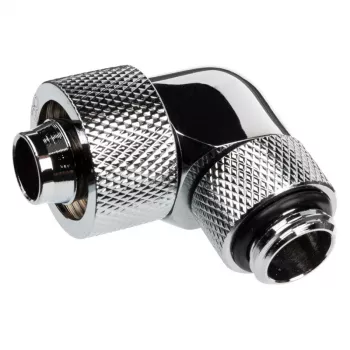 Alphacool Eiszapfen jungtis 90 laipsnių G1/4 colio AG į 16/10 mm - pasukama, chromuota sidabrinė