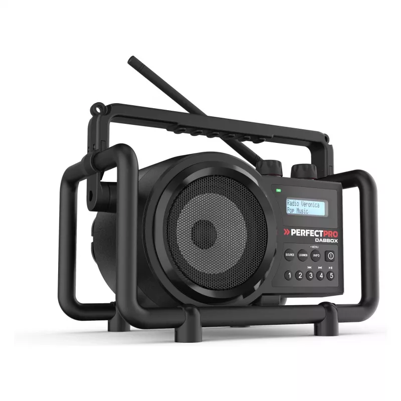 Perfectpro DABBOX Statybinis radijas DAB+ FM AUX Bluetooth atsparus smūgiams