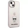 Karl Lagerfeld KLHCP14MCTRI Kietasis dėklas iPhone 14 Plus / 15 Plus 6,7 inch rožinis / permatomas rožinis su Choupette siluetu