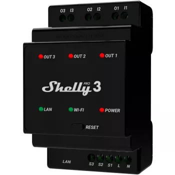 Shelly Pro 3 DIN bėgio WiFi/LAN/Bluetooth relių jungiklis