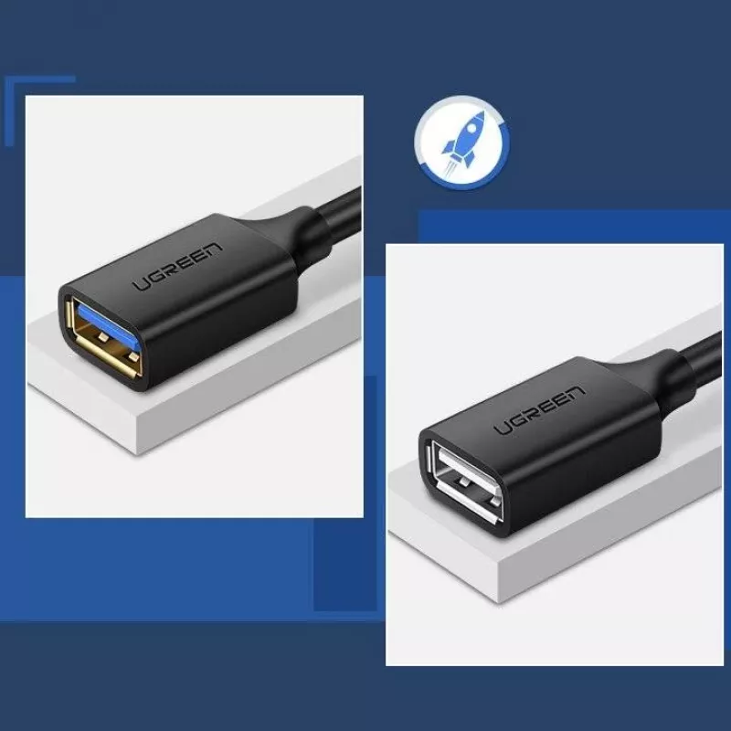 USB 3.0 ilginimo laidas adapteris UGREEN 10368B — USB A lizdas į USB A kištuką, 1 m, juodas