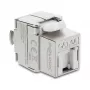 Keystone modulis DELOCK RJ45 į LSA Cat.6A ekranuotas, beįrankis, plokščias, sidabrinis/baltas, su dulkių dangteliu