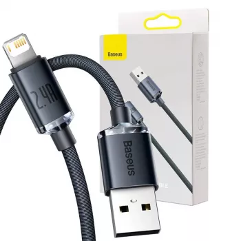 Baseus Crystal Shine laidas USB į Lightning, 2,4A, 2m (juodas)