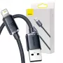 Baseus Crystal Shine laidas USB į Lightning, 2,4A, 2m (juodas)
