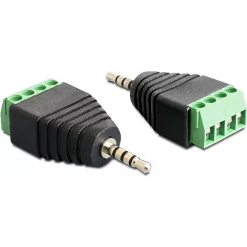 Adapteris iš 2,5 mm stereo lizdo į gnybtų bloką DeLOCK 65454, juodas/žalias