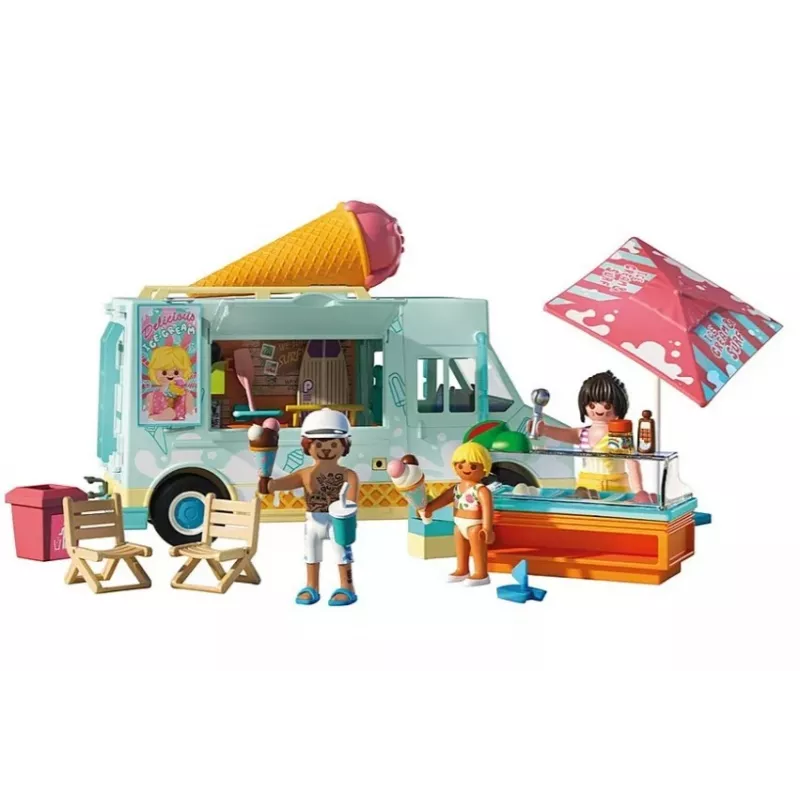 PLAYMOBIL žaidimų rinkinys Ledų furgonas ir banglenčių parduotuvėlė 71904 su figūrėlėmis