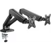 Goobay Desk Mount | Dvigubas monitoriaus laikiklis su dujine spyruokle | Sukiojamas, Pakreipiamas, Sukamas | 17-32 col. | Maks. svoris 9 kg | Juodas