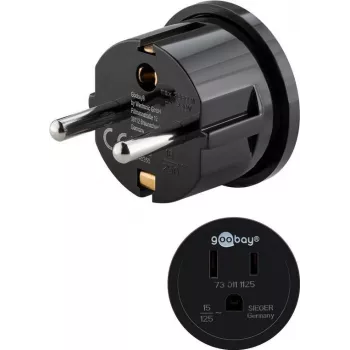 Goobay tinklo adapteris, juodas – US/Japan lizdas (B tipas, NEMA 5-15, 3 kontaktai) > F tipas (CEE 7/4) (45350)