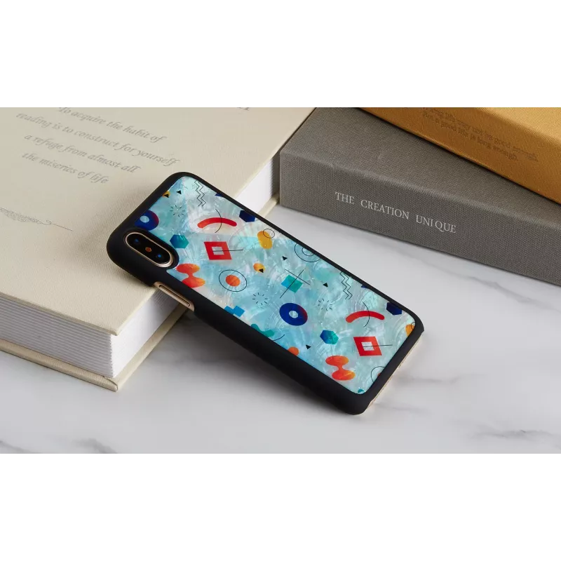 iKins apsauginis dėklas iPhone XS / XS Max juodas uolienų dizainas, apsauginis galinis dangtelis