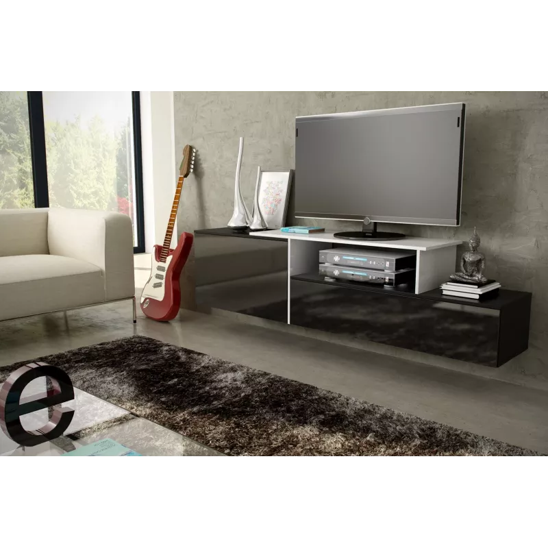 Cama TV spintelė SIGMA 3 180 juodas/juodas blizgus + biały