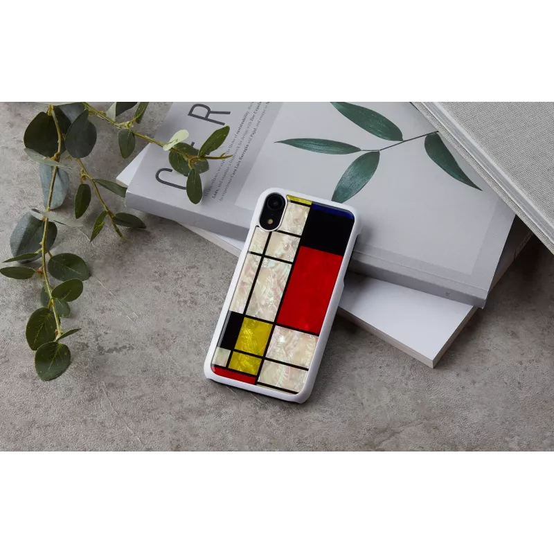Dėklas išmaniajam telefonui iKins iPhone XR Mondrian White — apsauginis kietas nugarėlės dangtelis