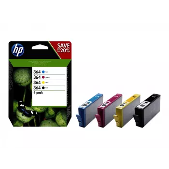 HP 364 4vnt rinkinys Juoda/Cian/Magenta/Geltona Originalūs HP rašalo kasetės