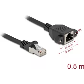 Tinklo kabelis DeLOCK 90774 Juodas 0,5m Cat6a S/FTP RJ-45