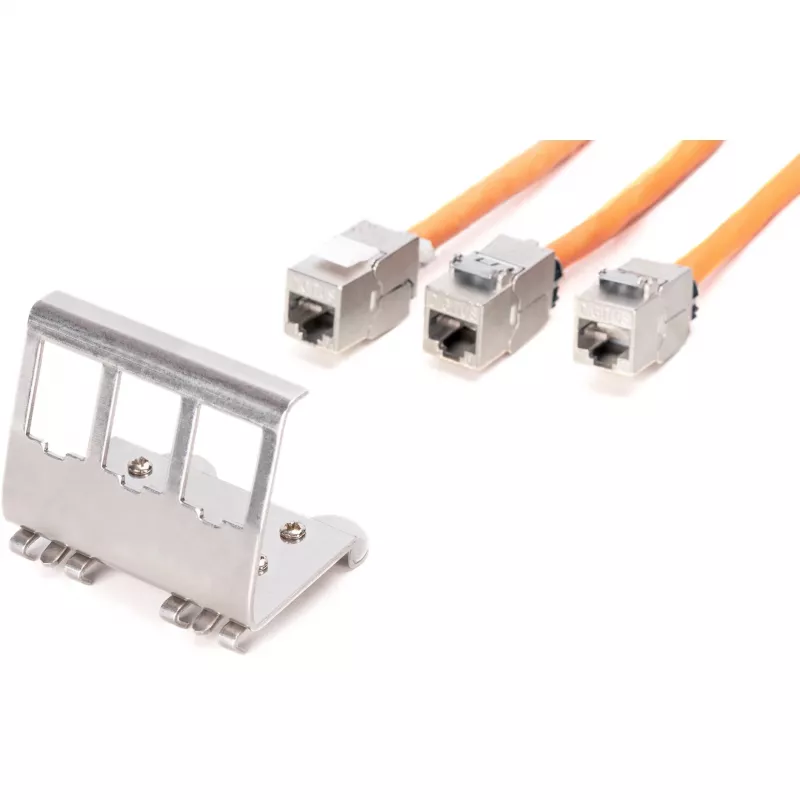 Adapteris Digitus AN-25183 3x Keystone moduliui, nerūdijantis plienas, DIN bėgelis