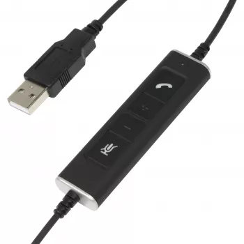 Mono USB ausinės Plusonic 10.1P – vienos ausies ausinės su USB jungtimi, skirtos Teams ir Skype