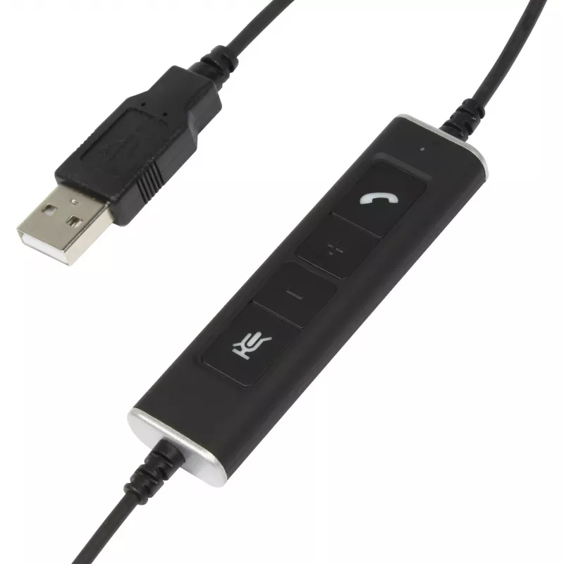 Mono USB ausinės Plusonic 10.1P – vienos ausies ausinės su USB jungtimi, skirtos Teams ir Skype