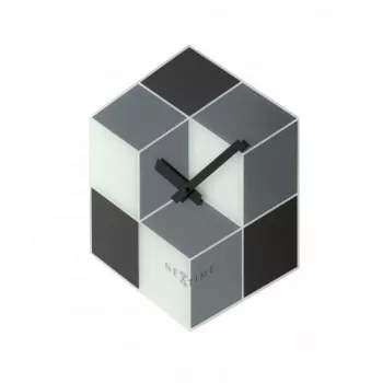 NeXtime 8171 Cubic sieninis laikrodis, 43,5x37 cm, juoda/balta/pilka