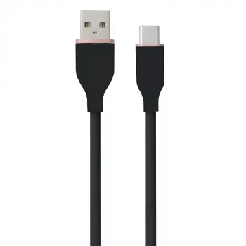 Silicone laidas USB Type-A - Type-C (juodas, 1m)