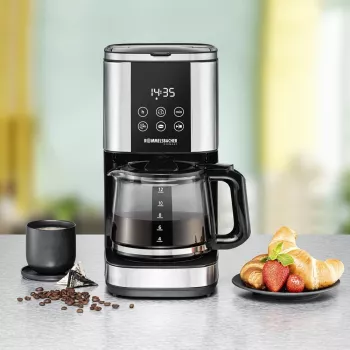 Kavinukas lašinis Rommelsbacher FKM1000, 1,5 L vandens talpa, 12 puodelių, nerūdijantis plienas/juoda