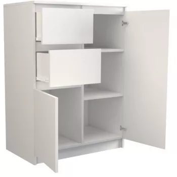 Komoda Top e shop 2D2S BIEL — 2 stalčiai, balta, 700×400×970 mm, medžio drožlių plokštė