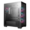 Korpusas DeepCool CG580 4F Midi Tower — ATX/MicroATX/ITX, grūdintas stiklas, 3×120 mm + 1×120 mm ventiliatoriai, 2×3.5 colio ir 2×2.5 colio diskų vietos, USB-A×2 USB-C×1, juodas