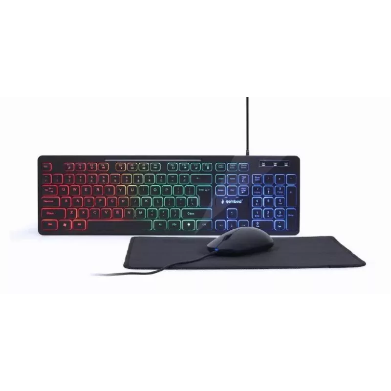 Pilno dydžio laidas klaviatūra su pele Gembird KBS-UML-01 — USB, QWERTY JAV, 104 klavišai, juoda