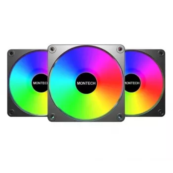 Montech GF120 V2 ARGB 120 mm kompiuterio korpuso ventiliatorius, juodas, 3 vnt.