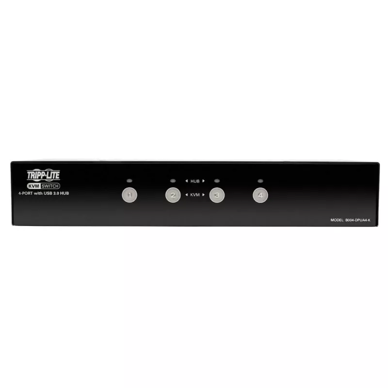 Eaton Tripp Lite 4 prievadų DisplayPort KVM jungiklis su garso kabeliais ir USB 3.0 SuperSpeed šakotuvu (B004-DPUA4-K)
