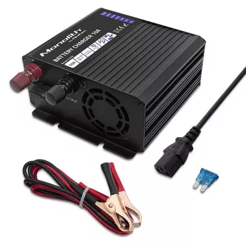 Qoltec Smart Monolith baterijų krautuvas, skirtas LiFePO4 AGM GEL SLA akumuliatoriams | 10A | 12V