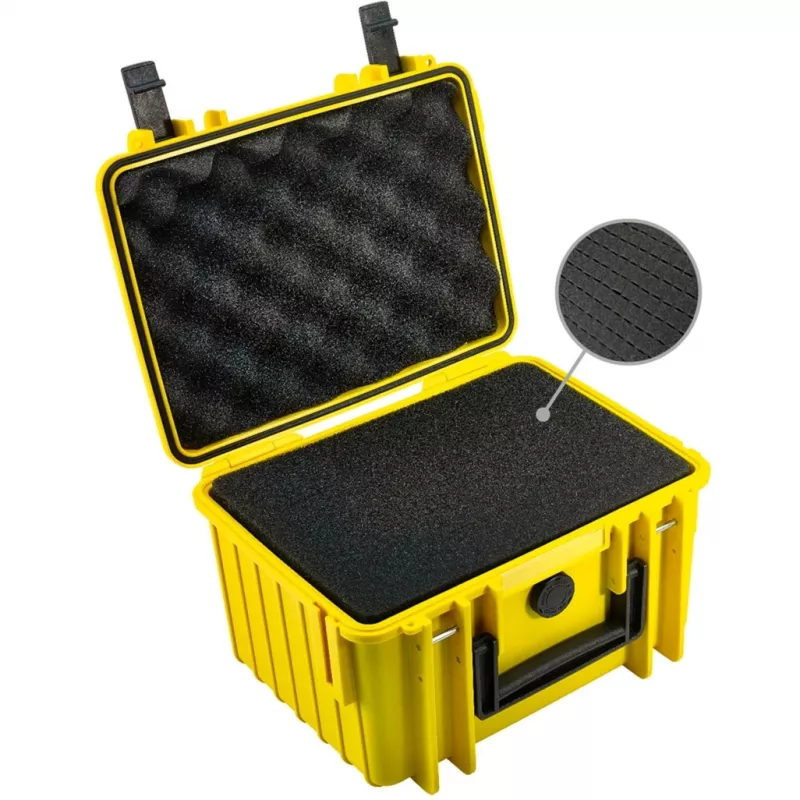 B&W Cases type 2000 geltonas polipropileninis dėklas nuo dulkių, smūgių ir purslų