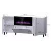 Komoda su elektriniu židiniu Cama Meble PAFOS 180x42x82 cm matinė juoda, 3 durelės, 2 lentynos, 1400–1600 W