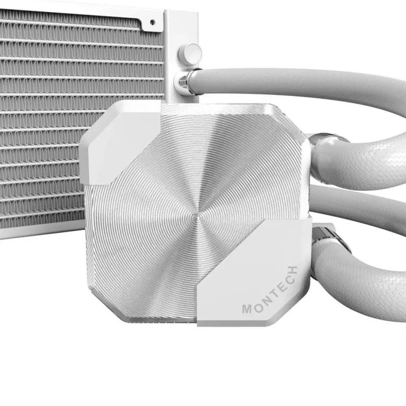 Montech HyperFlow Silent 240 procesoriaus skysčinis aušintuvas 240 mm radiatorius 2×120 mm ventiliatoriai baltas