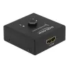 DeLock HDMI 2:1 dvipusis jungiklis 4K 60 Hz kompaktiškas – Mažmeninė dėžutė – Vaizdo/garso perjungiklis – 2 x HDMI – stalinis (64072)