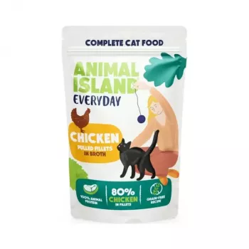 Šlapias kačių ėdalas animal island Everyday – Vištienos filė sultinyje, 12 x 85 g multipakas
