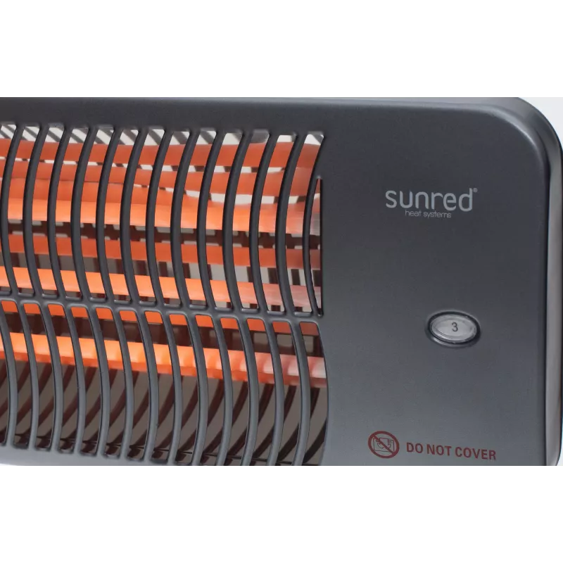 Kvarcinis elektrinis šildytuvas SUNRED LUG-2000W — 2000 W, kvarcinis stiklas, lauko montavimui, sieninis, IP24, juodas