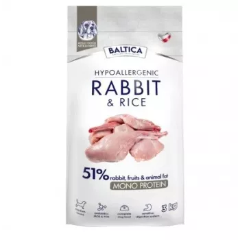 BALTICA Nutraceutic Hypoallergenic M Rabbit with rice - sausi šunų ėdalai - 3kg