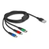 DeLOCK USB įkrovimo laidas 3 in 1 Type-A – Lightning / Micro USB / USB Type-C 30 cm