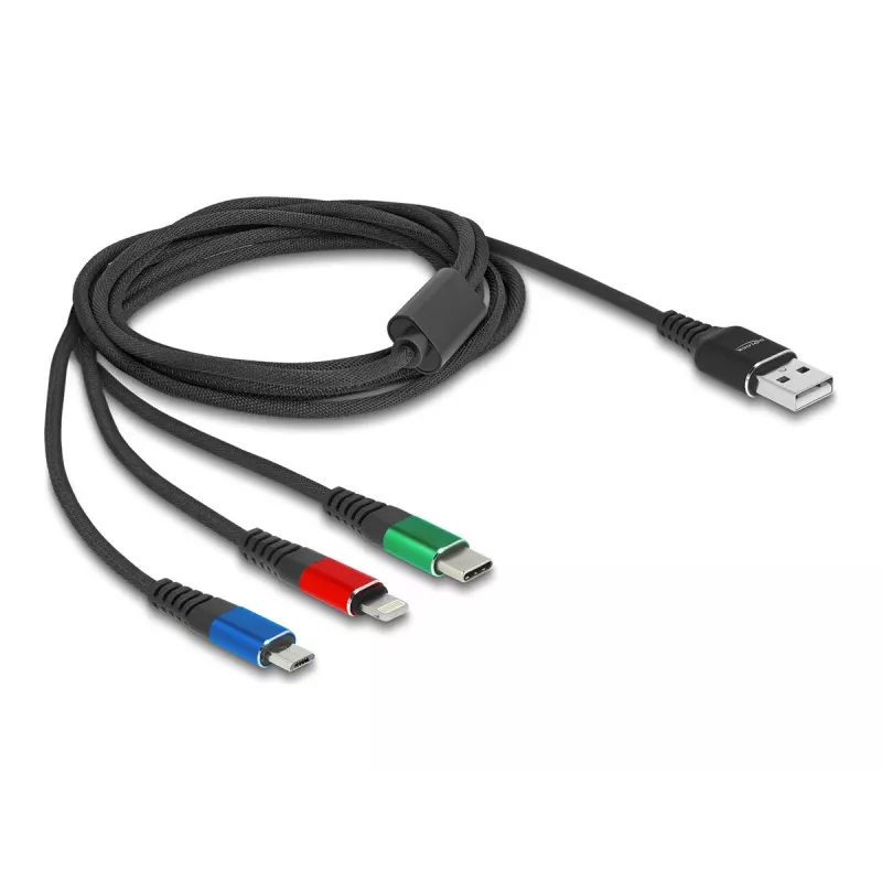 DeLOCK USB įkrovimo laidas 3 in 1 Type-A – Lightning / Micro USB / USB Type-C 30 cm