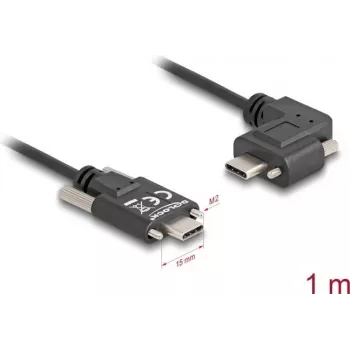 DeLOCK USB 2.0 kabelis USB Type-C kištukas į USB Type-C kištuką kampuotas kairėn/dešinėn PD 3.0 60W 1m