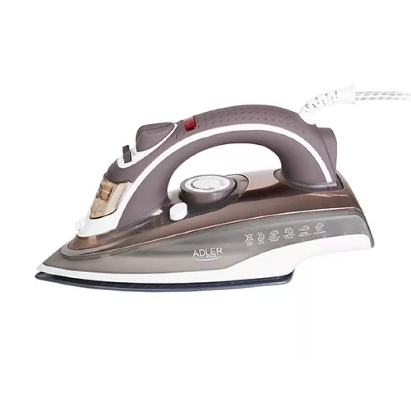 Adler AD 5030 garinis lygintuvas, 3000 W, keramikinis padas, 0,31 l vandens talpa, nuolatinis garas 20 g/min, vertikalus garinimas, apsauga nuo kalkių, rudas