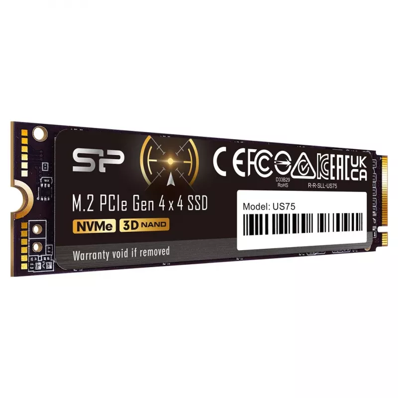 SSD M.2 2280 2 TB Silicon Power US75 PCIe 4.0 NVMe, Skaitymo greitis 7000 MB/s, Rašymo greitis 6000 MB/s
