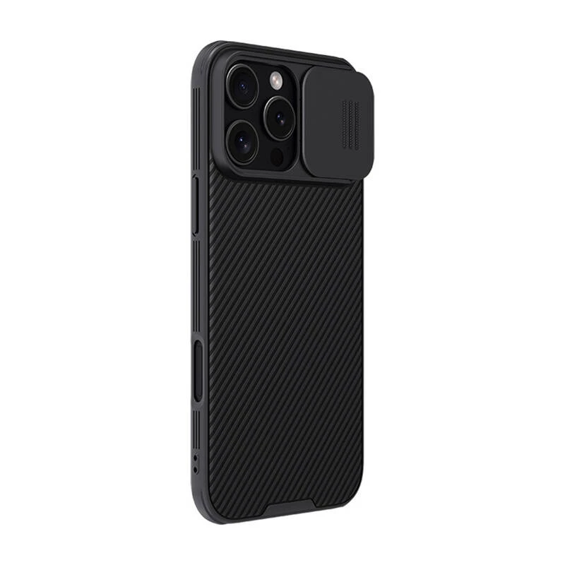 Apsauginis dėklas Nillkin CamShield Pro iPhone 16 Plus, juodas, su slankiojančiu fotoaparato dangteliu