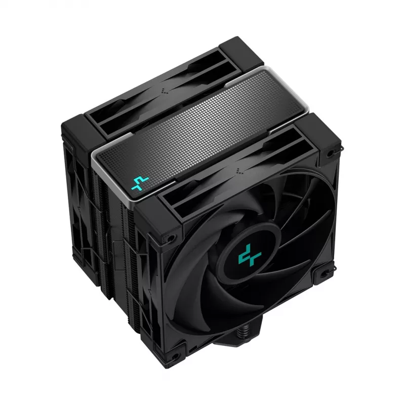 Oro aušintuvas DeepCool AK400 ZERO DARK PLUS — 120 mm FDB ventiliatorius, 4 šilumos vamzdeliai 6 mm, LGA 1700/AM4/AM5, aukštis 155 mm, juodas
