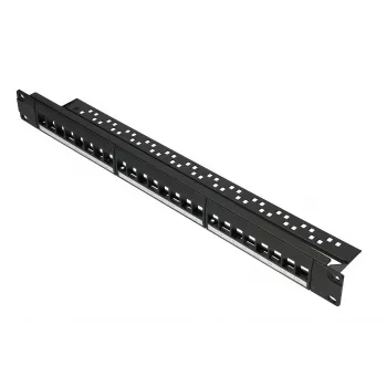 Pataisų skydas Extralink 24 prievadų U/UTP (UTP) modulinis, 1U, juodas, 482,6 mm pločio