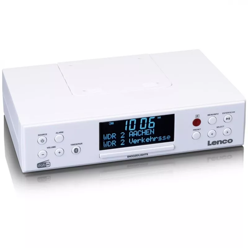 Lenco KCR-190WH montuojamas virtuvės radijo imtuvas su PLL FM, DAB+ ir Bluetooth, baltas